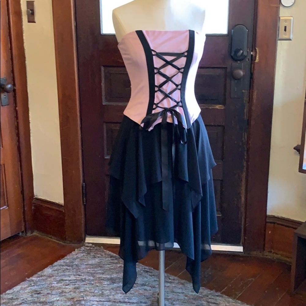 Vintage Gunne Sax corset bodice strapless dress